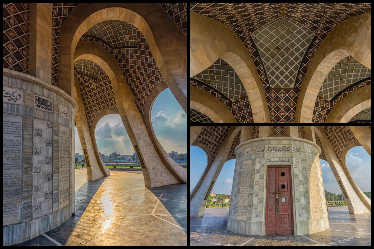 collage of interior views of minar-e-pakistan