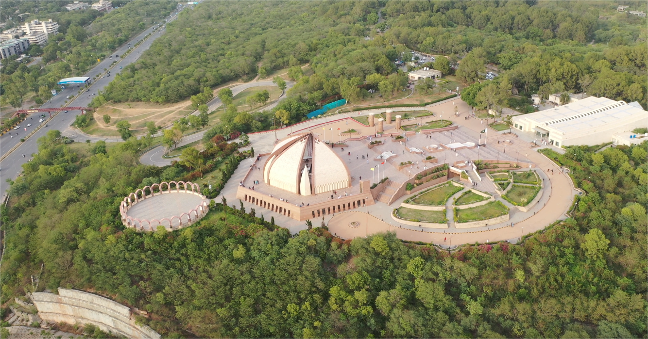 aerial view of pakistan monument 