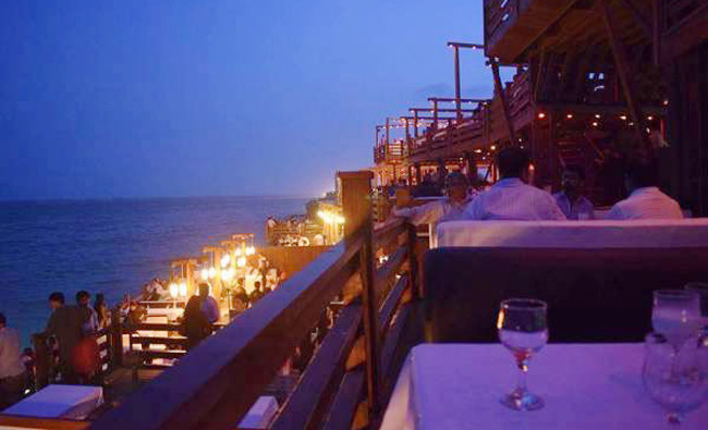 night view of beach seaside