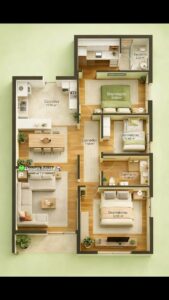 3 bedroom house map