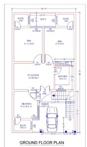 3 Marla beautiful house map