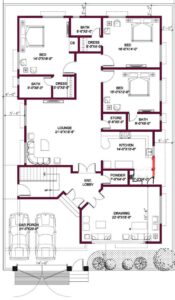 3 Marla modern house map