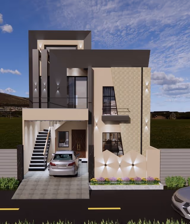 double storey 5 marla house front design