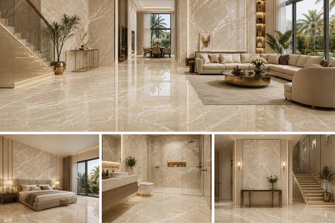 Beige and Cream Marble Floor DesignÂ