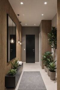 Entryway and Hallway Wood Wall Design