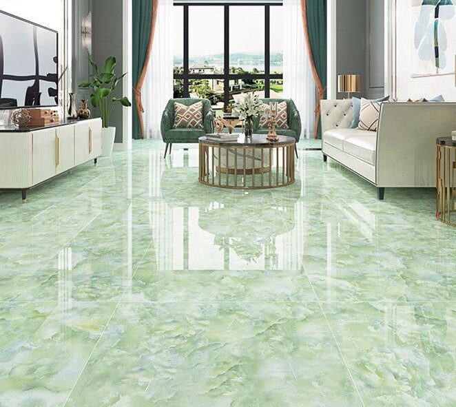 Green and Colored Marble Floor Design