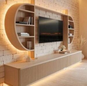 LCD Wall Design with Wood