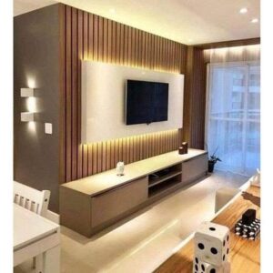 LCD Wall Design with Wood