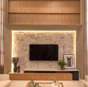 LCD Wall Design with Wood