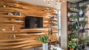 Living Room Wall Designs with Wood