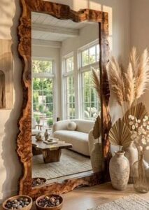 Wooden Wall Mirror Design for Warmth and Character